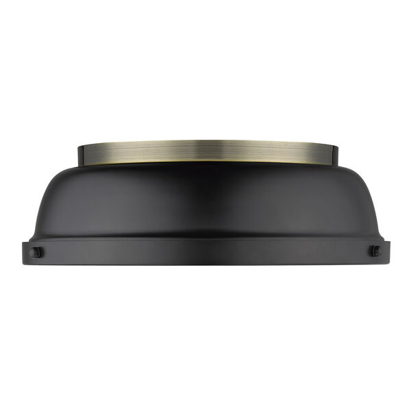 Duncan Aged Brass and Black 14-Inch Two-Light Flush Mount, image 3